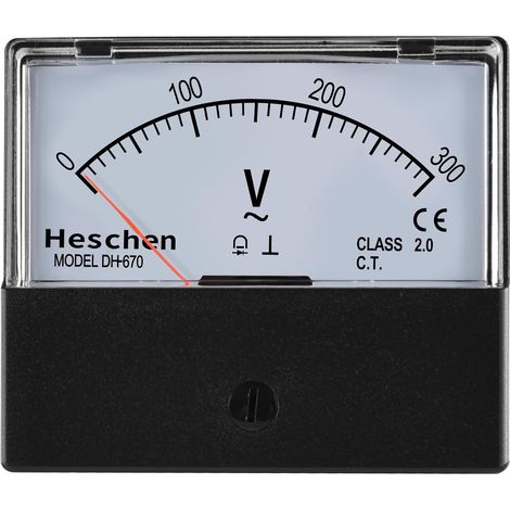 Panneau de voltmètre analogique rectangulaire, style tensiomètre 670, 0 à 300 V CA, classe 2.5 (1/5)