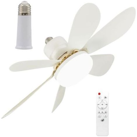 52cm Silencieux Ventilateur de Plafond avec Lumière et Telecommande, 40W Lampe Ventilateur Plafond avec Douille E27, Dimmable LED Ventilateur Plafond pour Chambre, Salon, 3 Vitesses, 6 Pa (1/5)