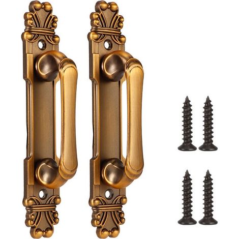Poignées de porte de grange rustique 2 Pack, Laiton Vintage, Style Antique Européen, Accessoire Matériel de Cabinet (1/5)
