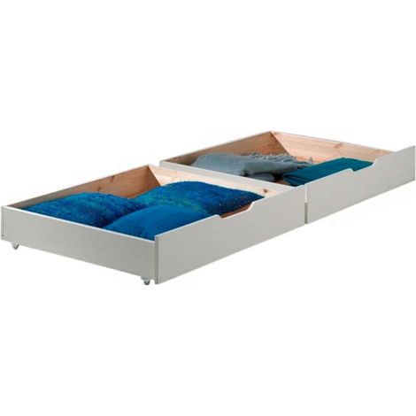 Lot de 2 Tiroirs de Lit "Pino" 90x200cm Blanc
