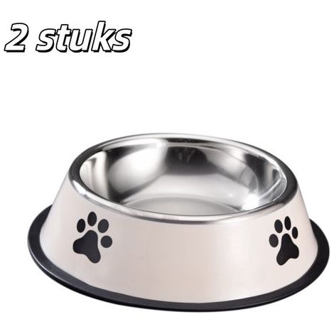 pièces - Gamelle - Gamelle pour chiens - Gamelle pour chats - Gamelle pour animaux de compagnie - Design de traces de pattes - Fond antidérapant - Bol en acier inoxydable - Convient aux chats et aux c (1/5)