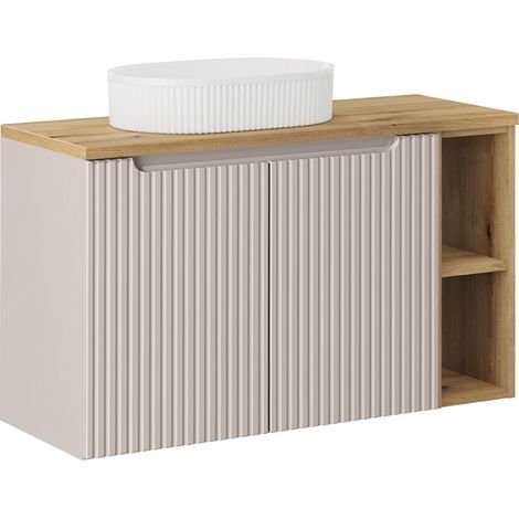 Mobile bagno con lavabo Riva cashmere e marrone 100cm