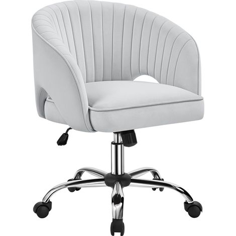 Homevive Silla de Oficina Silla Terciopelo Silla con Rudas Sillon para Trabajo Silla Altura Ajustable Tapizada de Terciopelo Silla Gris Claro