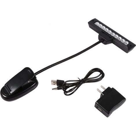 Portable 10 LED Clip-on Desk Clamp Light for Bedroom/Office/Reading Lamp, AC 110V/220V, 2-Pack (1/3)