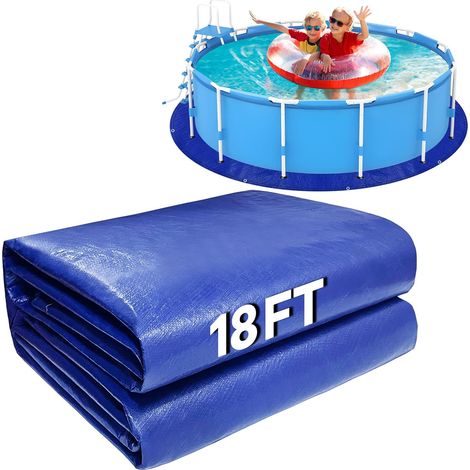 Tapis de piscine rond 5,5 m pour hors sol, tapis rembourrage robuste fond piscine, anti-âge et résistant aux perforations (5,5 m) - 18FT (1/5)