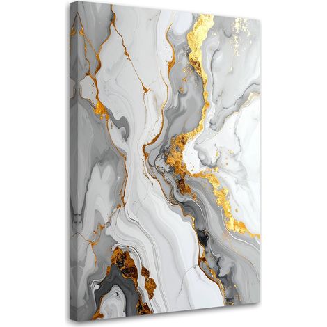 Cuadro en Lienzo Abstracción de mármol gris y dorado 20x30 (1/5)