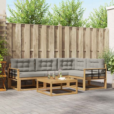 vidaXL Outdoor-Sofagarnitur 5 pcs Weiß und Hellgrau 79 x 79 x 37 cm (1/5)