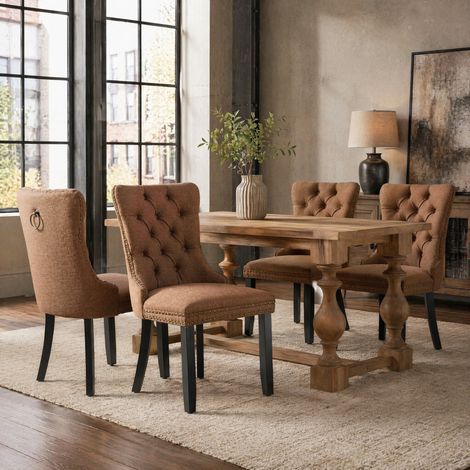Sillas comedor tapizadas lino con respaldo alto OKMYHOME (1/5)