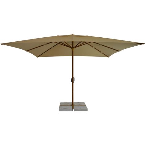 Ombrellone da Giardino 4x4 m Palo Ø60 mm in Alluminio Legno Noce Telo in Poliestere Ecrù