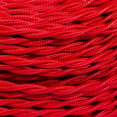 FANTON cavo elettrico tessile colore rosso treccia seta 10mt 3G0,75 filo rivestito in tessuto vintage stile retrò per lampadari applique 93836-10