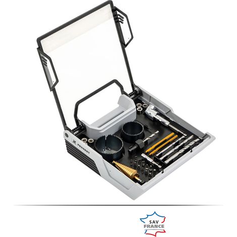 Peugeot – Mallette de rangement 29 pcs – Acier inoxydable et plastique – Dimensions 40x30x10 cm – Pour travaux de plâtrage et finitions