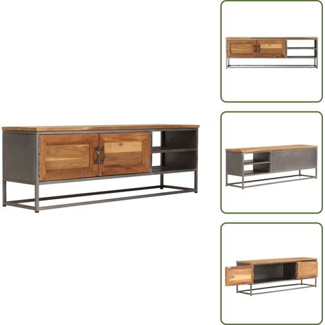 Credenza in Teak - vidaXL Mobile Porta TV in Teak Recuperato e Acciaio 120x30x40 cm - Credenza con Armadietto