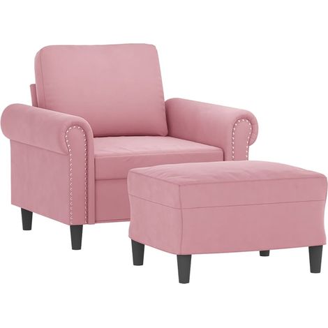 vidaXL Poltrona con Poggiapiedi Rosa 60 cm Velluto (1/4)