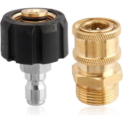 Mesee Kit d'Adaptateur Nettoyeur Haute Pression, Coupleur pour Nettoyeur Haute Pression Kit de Raccords Rapides M22 14mm à 1/4'' Connexion Rapide Pistolet au Tuyau Eau Haute Pression (1/5)
