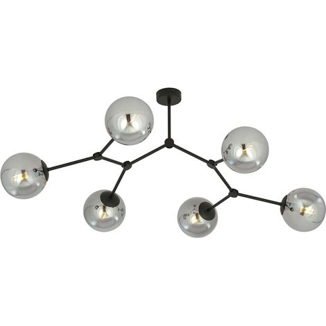 Plafoniera Minimal Iperione Acciaio Nero Grigio 6 Luci E14 Ip20 (1/5)
