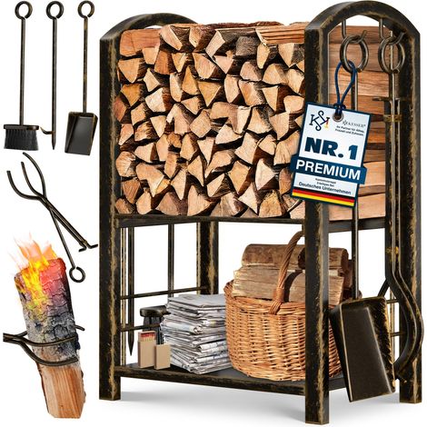 KESSER® Schlitten Holzschlitten mit Lehne, für Kinder – Gold / Schwarz