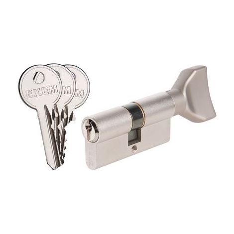 Cylindre à bouton 5G - Exem - Laiton nickelé - S'entrouvrant avec clé NuméroKCB006505 - B30 x 30 mm (1/3)