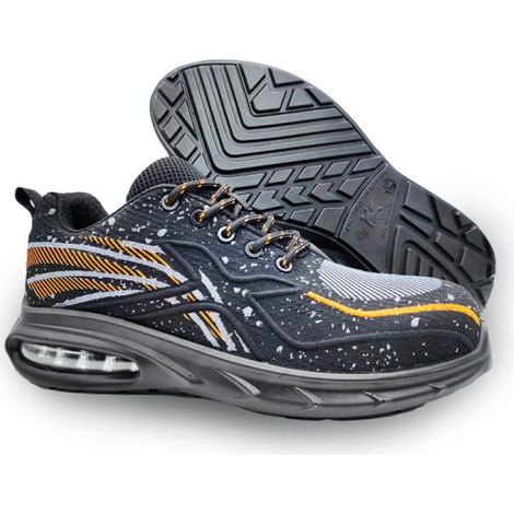 Zapatilla de seguridad SILICIO, Zapatilla sport 2DPU, Cámara Aire, Tejido 3D 48 Negro