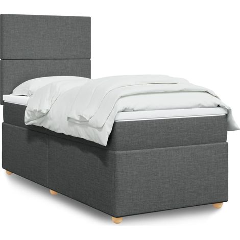 Boxspringbett mit Matratze Dunkelgrau 100x200 cm Stoff