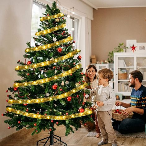 Ruban Lumineux LED - Décoration De Sapin De Noël - Pour Intérieur Et Boîte Cadeau - 1000 cm - Or - 1 Pièce (1/5)