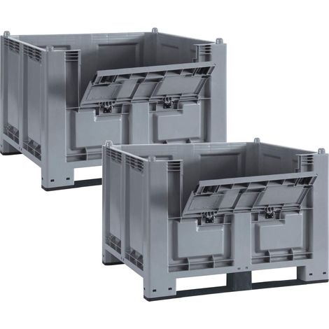 BRB SPAR-SET, 2x Palettenbox mit Kommissionierklappe und 2 Kufen, lebensmittelecht, LxBxH 1200x800x850 mm