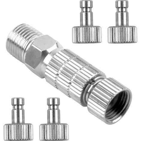 Pièces Kit d'Adaptateurs pour Aérographe, Raccords Mâles-Femelles Universels 1/8", Adaptateur d'aérographe Raccord rapide pour aérographe,Connecteurs Rapides en Métal pour Tuyau d'Air (1/5)