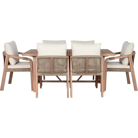 Mesa Comedor Set 7 Acacia 170X90X75 6 Sillas Y Coj (1/5)