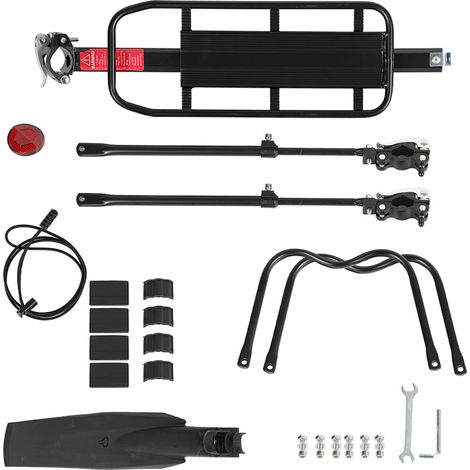Wolketon Porte-bagage vélo universel en aluminium pour tige de selle avec garde-boue et réflecteur – Charge 50 kg