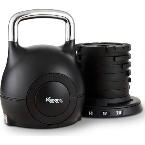 KM-Fit Adjustable Kettlebell 2–20 kg (7-in-1), Space-Saving Kettlebell with Steel Handle for Home Gym (1/5)