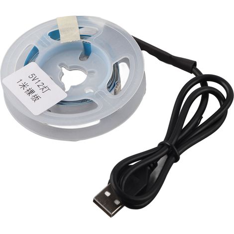 Ruban LED RGB 5V, bande lumineuse à changement de couleur avec bouton de commande, alimentation USB, pour chambre, 1m/3,3ft (1/5)