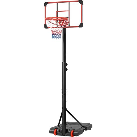 Canasta de Baloncesto Altura Ajustable 178-208 cm Base Rellenable Ruedas Rojo Negro