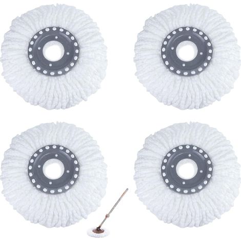 Lot de 4 serpillères de rechange universelles à 360° avec haute eau et absorption de la saleté pour stratifié, parquet, carrelage, marbre, nettoyage du sol (38 cm)