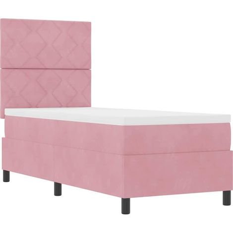 Box Spring Bed with Mattress Pink 80 x 200 cm Velvet vidaXL (1/5)