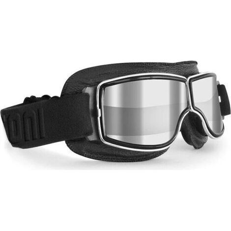 BUNTHAUS PA Lunettes De Moto Vintage Aviateur En Cuir Noir Pour Casques De Protection (1/4)