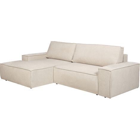 Divano letto in Tessuto testurizzato Beige - Angolo a sinistra - AMELIA (1/4)