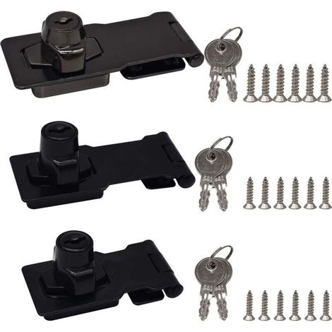 3 Pièces Moraillon De Verrouillage Alliage Zinc Cadenas Moraillon Tiroir Armoire Serrures Boulon De Porte Loquet Boucle Avec Cadenas Et Clé Moraillon Verrouillage Pour Portes Placards Tiroirs