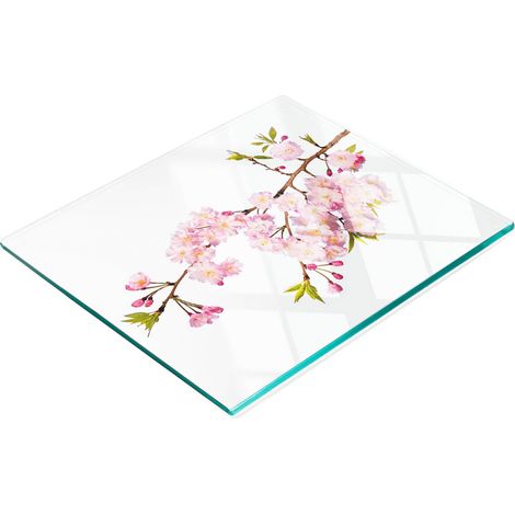 Tabla de cocina de vidrio templado con dise帽o decorativo de rosas silvestres, 60x52 cm. (1/5)