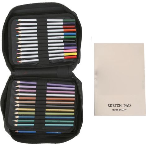 Lot de 73 crayons de dessin et fusain, kit d'art complet pour croquis et peinture au graphite, avec gommes. (1/5)