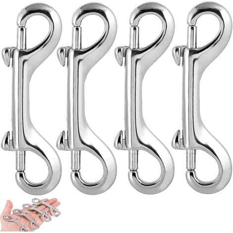 4-piece double carabiner set for climbing, dog leashes, diving, keychains, family camping and outdoor activities – silver--DTEKGAZ