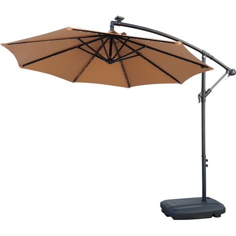 Parasol LED solar integrado + Base Netspa para Spa - 250x250cm - 100% Poliéster Impermeable 250g - 10,2 kg - Beige + Base 60L