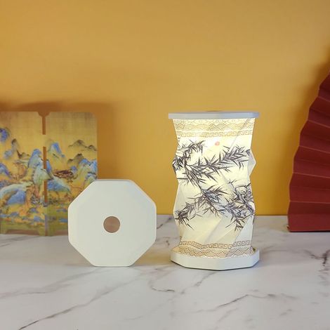 Lampe intelligente pliable et portable à commande tactile, 1 pièce, rechargeable par USB, avec gradation tactile, style chinois, convient pour chambre et salon, idée de cadeau de voyage créatif pour c (1/5)