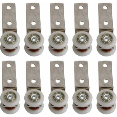 10 pack 1,9 cm Coude de conduit en métal Roulement Bloc de poulie avec deux Plastique de roue pour porte coulissante fenêtre Cabinet (1/4)
