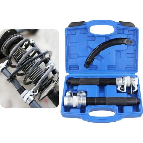 Compresor de resortes, carga máxima de 1200 kg, apertura de mordaza de 6,8 a 27 cm, diseño compacto, material de acero de alta resistencia, incluye estuche de transporte. (1/5)