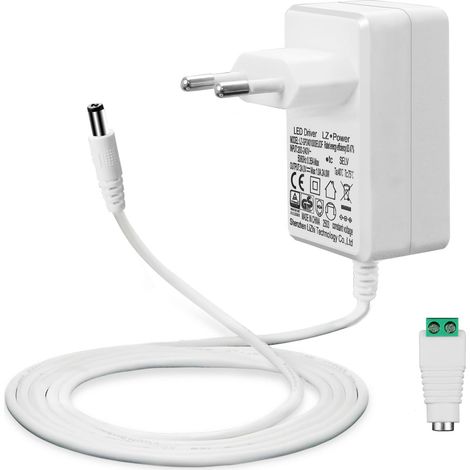 24V 1A Alimentation pour Rubans à LED, 24W Transformateur AC 200-240V à DC 24V Pilote Adaptateur De convertisseur Driver avec Câble de 5ft/1,5m, Prise EU, Prise 5,5 x 2,1mm (1/5)