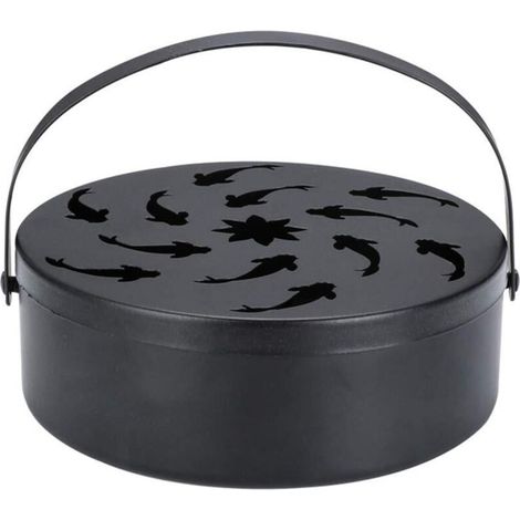 Porte-Bobine de Moustique Noir, Encens Rond Creux de Boîte de Bobine de Moustique avec Poignée pour Un Usage Domestique (Le Noir) (1/5)