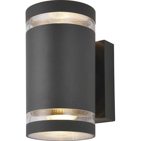 Litecraft Helo LED Wall Light Outdoor Up & Down Garden IP44 Fitting - Dark Grey (1/5)