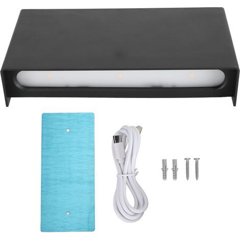 Dimmbare, wiederaufladbare, magnetische LED-Wandleuchte mit nach oben und unten gerichteter Beleuchtung, für Wohnzimmer oder Flur, schwarz. (1/5)