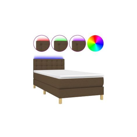 Sommier à lattes de lit et matelas et LED Marron foncé 80x200 (1/5)