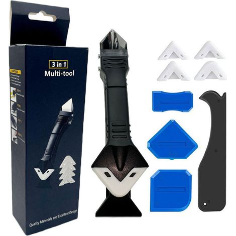 Outil multi-fonctions 3-en-1 pour joints silicone, grattoir en acier inoxydable (1/5)