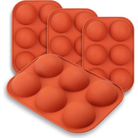 4 moules à gâteaux demi-cercles en silicone rouge brique (1/5)